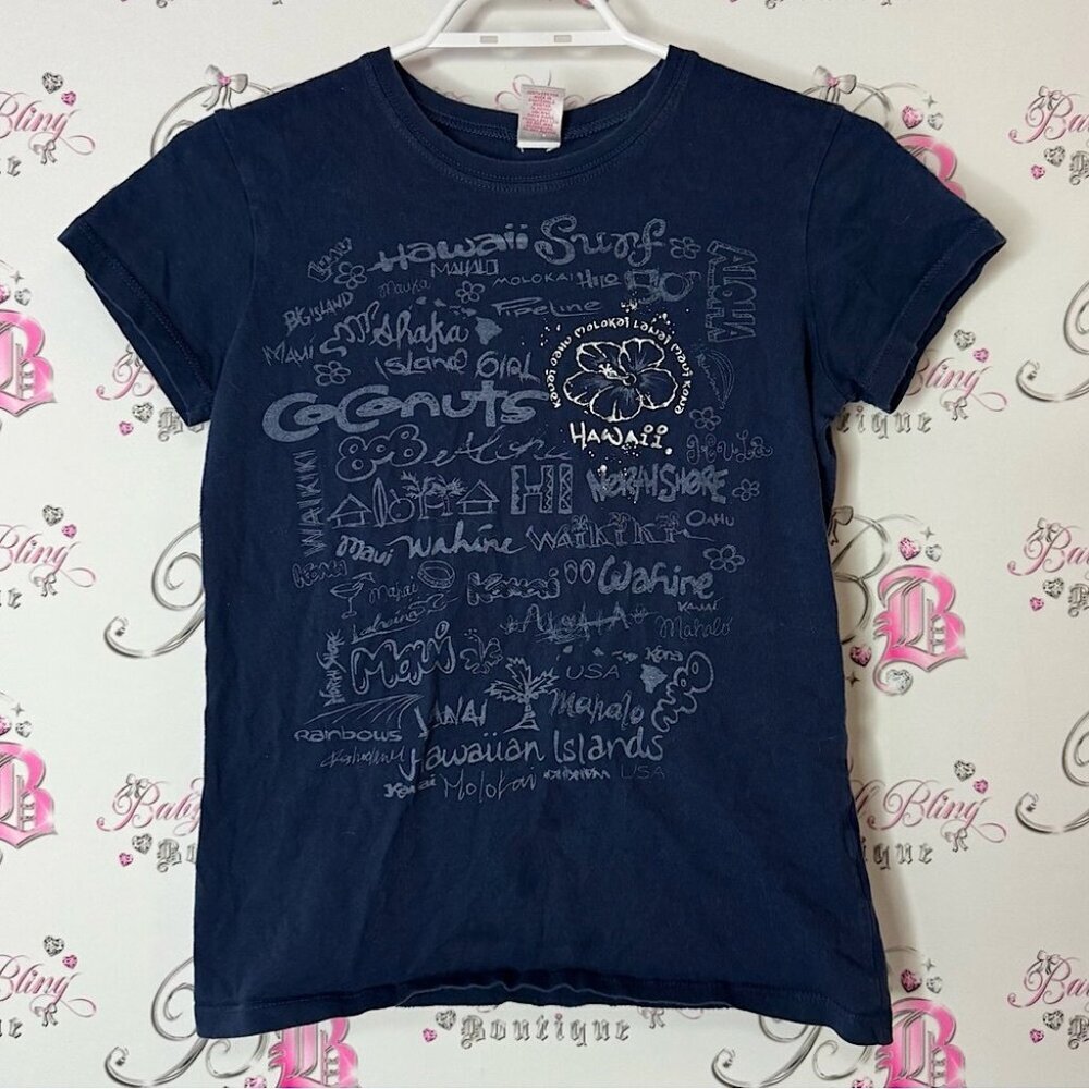 Island girl tshirt Hawaii blue white Navy Graphic travel T-Shirt coconuts 🥥